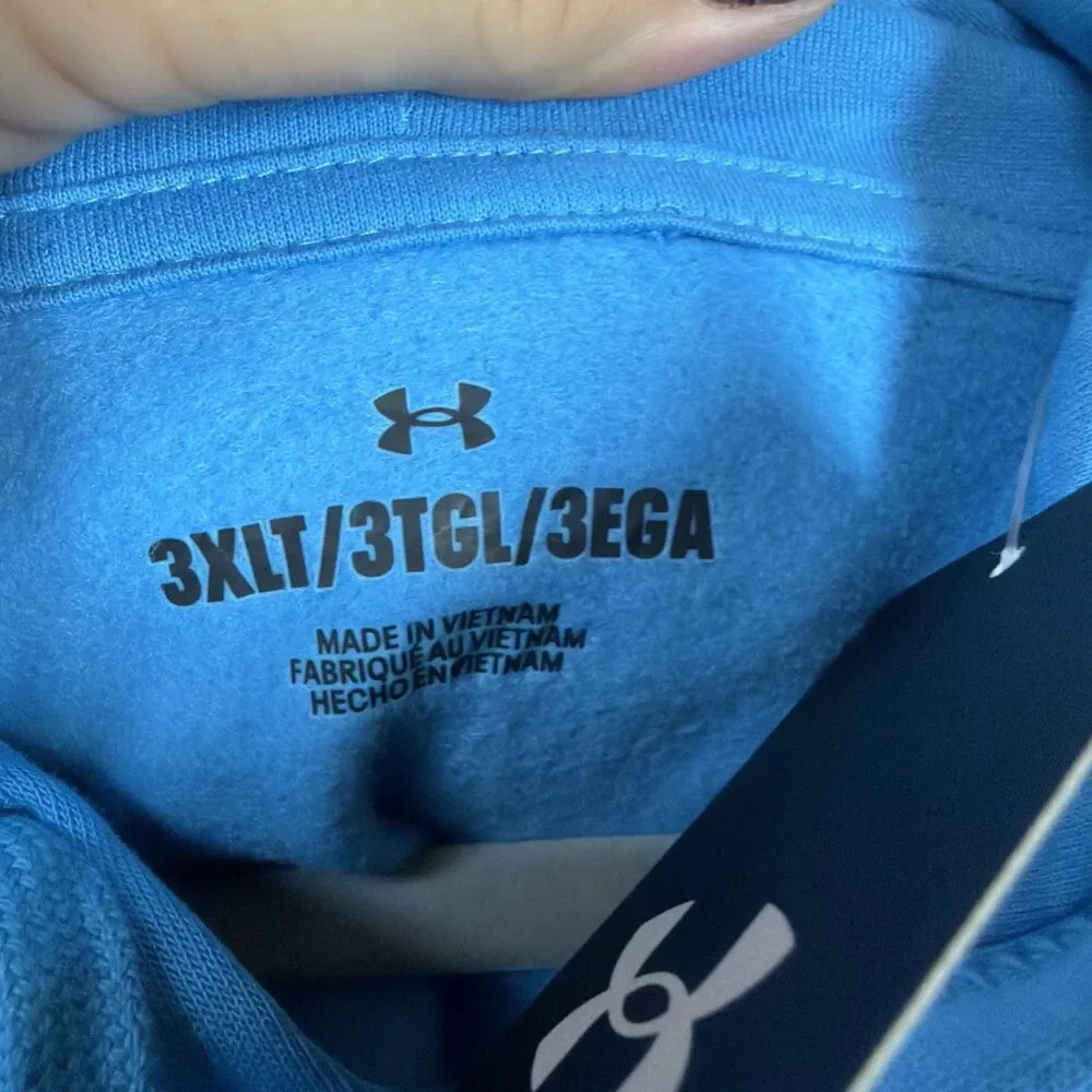 MEN 3XL UNDER ARMOUR RIVAL FLEECE LOGO HOODED SWEATER (HORIZON BLUE) NEW